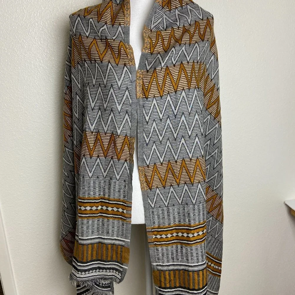 Quagga Organic Cotton Green Label Zig - Zag  Large Scarf Wrap Shawl
